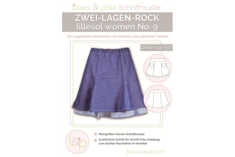 Papierschnittmuster lillesol women No.9 Zwei-Lagen-Rock Gr. 34-50